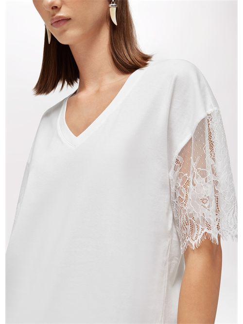 T-shirt con pizzo BLUGIRL BLUMARINE | RA6132J5003/11111